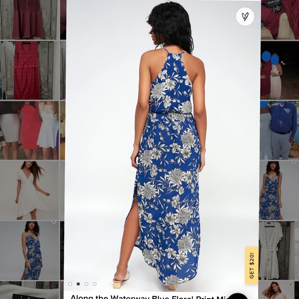 Lulu’s blue and white floral midi dress, size L (worn once) - Picture 4 of 5